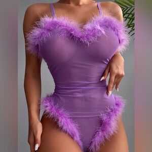Tender Heart Fluff Mesh Teddy - Lavender